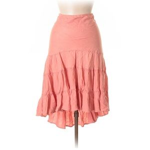 Anthropologie Odille 100% Linen Pink Coral Skirt